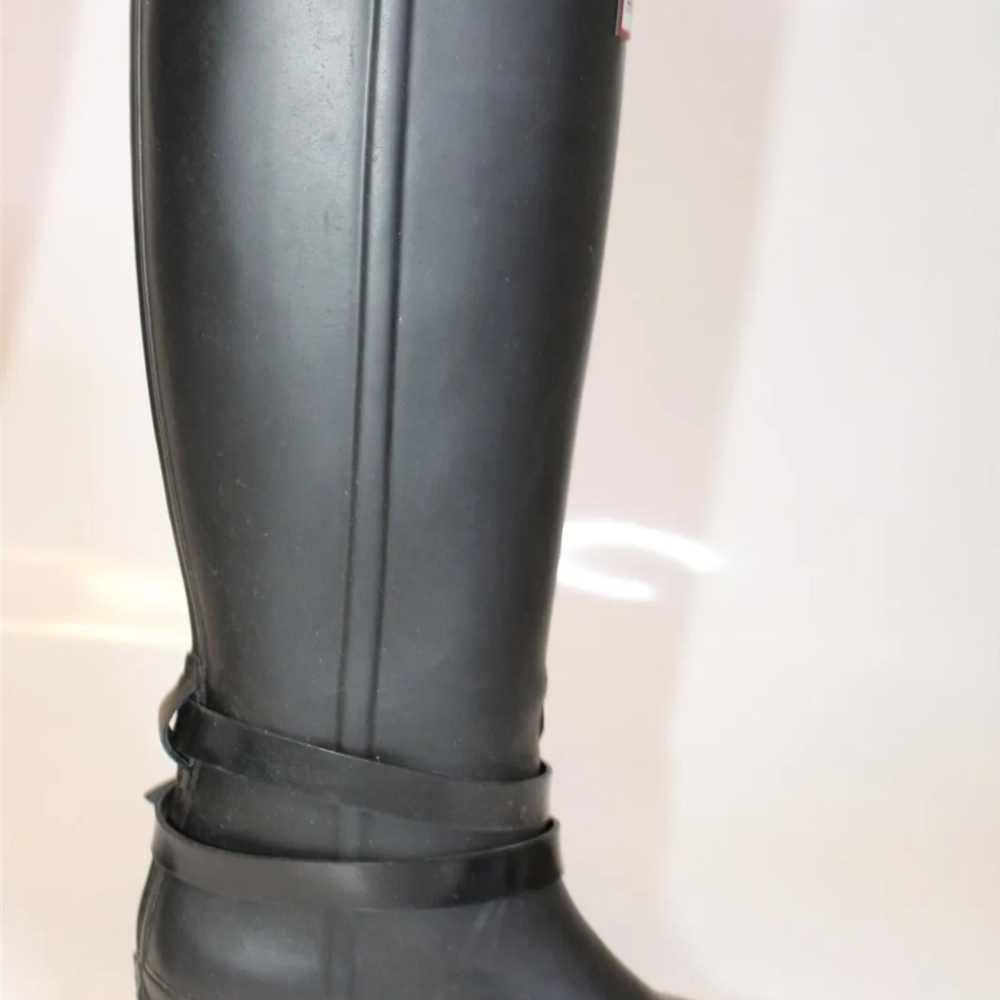 Hunter Andora Womens 5 Tall Black Rubber Wedge Waterproof Rain Boots - Picture 9 of 16